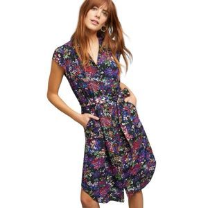 Anthropologie|Floral Midi Dress| Colloquial|Short Sleeve|Shirt|Top|Size 2